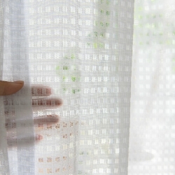 【咪莱福—棋盘格】易可纺现代简约白色网格镂空窗纱